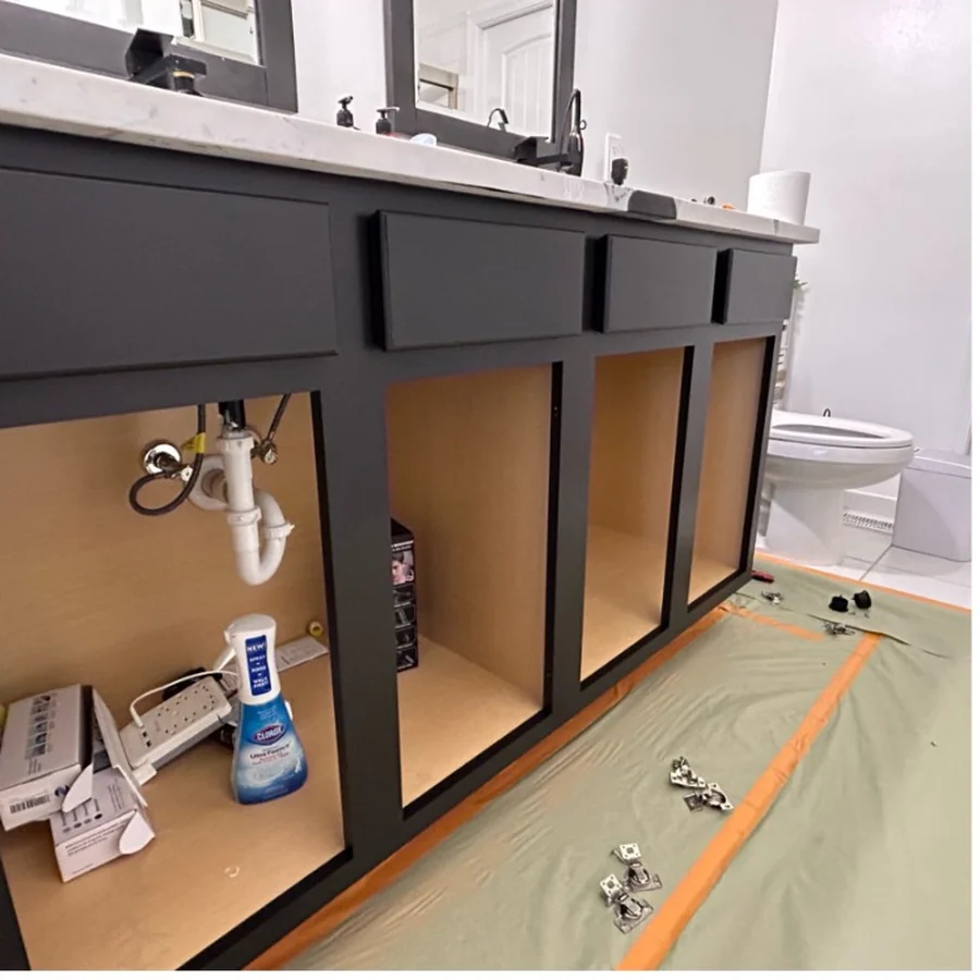 Refinished bathroom vanity cabinetry